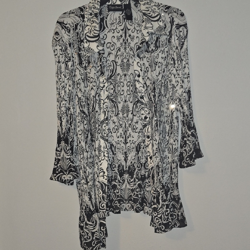 Maggie Barnes Black and White Button Down Shirt